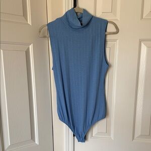 Free People Sleeveless Blue Ribbed Women's Bodysuit